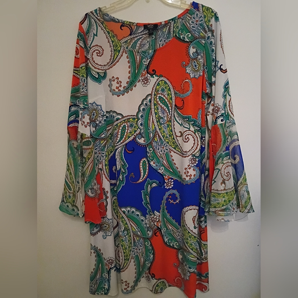 MSK Women's Multicolor‎ Paisley Dress Sz 1X